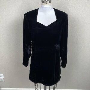 Vintage Liz Claiborne 80s Velvet Long Sleeve Shift Mini Dress Goth Star Sz 12P